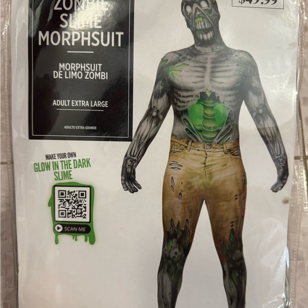 Men Glow in the dark Zombie Slime Morphsuit Costume